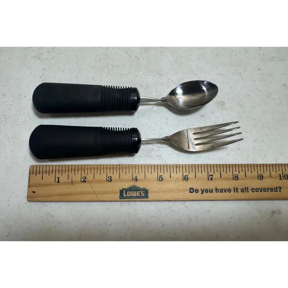 Mighty Grip OXO Handicap Medical Assist Utensils Flatware Spoon and Fork